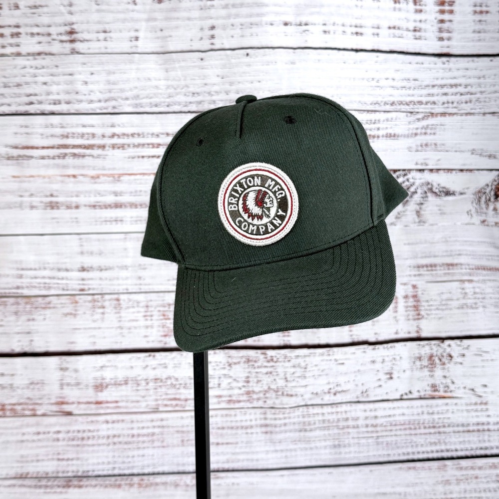 Brixton MFG Company Mens Forest Green Snapback Hat Embroidered Patch Cap